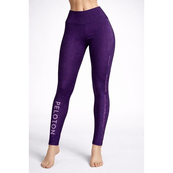 Peloton Pants - Peloton Purple Glitter "Sundays With Love" High-Waisted Leggings Womens Size XS